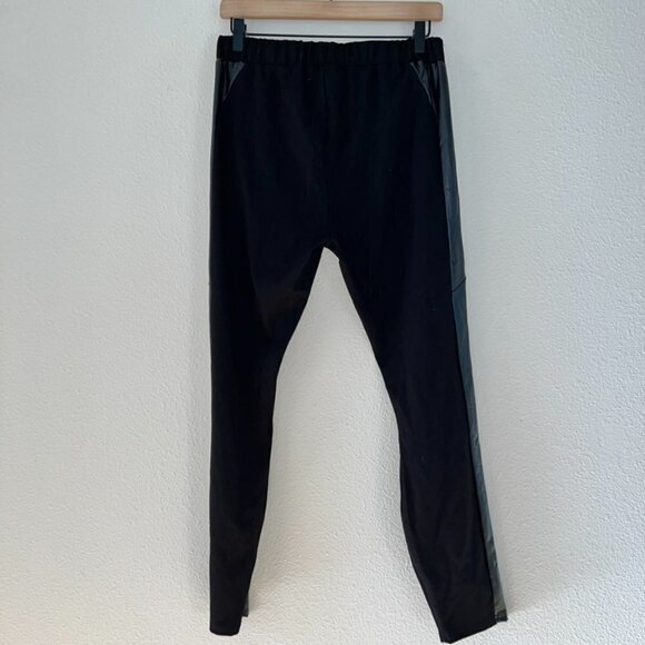 UMGEE Black Faux Leather Side Stripe Pull On Elastic Waist High Rise Leggings - Picture 6 of 6